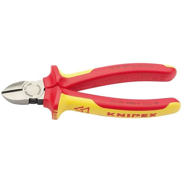 31926 | Knipex 70 08 160UKSBE VDE Fully Insulated Diagonal Side Cutters 160mm
